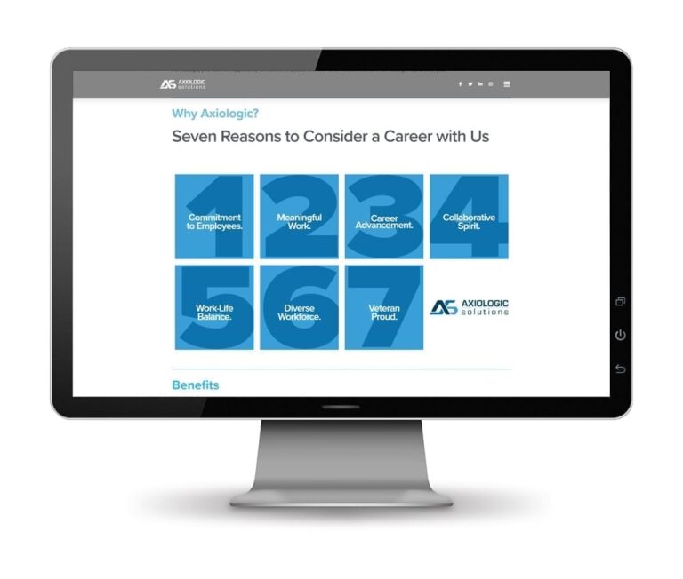 Axiologic Solutions why us page website design mockup