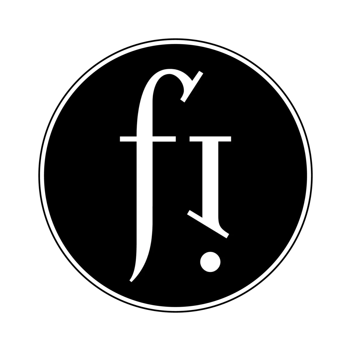 Focused Image initials logo in white on black circle