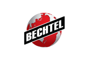 Bechtel logo on top of globe icon
